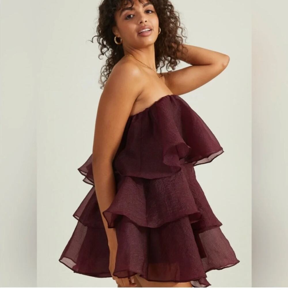 Altar'd State Sadie Layered Burgundy Dress Wine Tasting Size XL NEW WITH TAGS